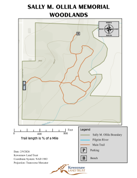 trail map for the Sally M Ollila Memorial Woodland